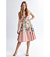 Розова памучна рокля с флорален принт Fara-0 снимка