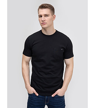 Мъжка памучна тениска в черно с джоб Carbon снимка