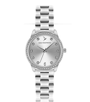Дамски часовник с бели кристали в сребристо Yamileth снимка