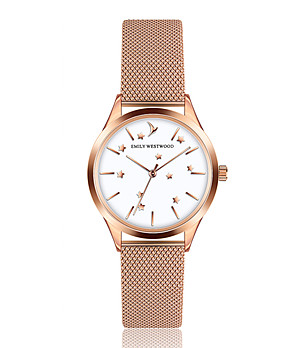 Дамски часовник с розовозлатиста верижка и звезди Gillian снимка