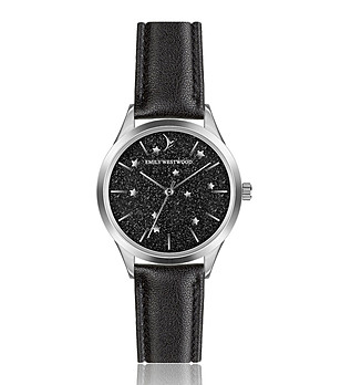Черен дамски часовник с ефектен блестящ циферблат Tamsin снимка