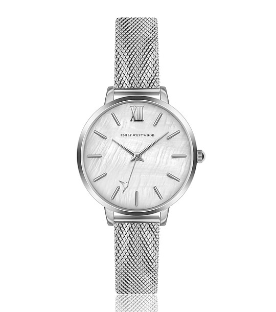 Сребрист дамски часовник с бял седеф Chandler снимка