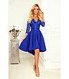Дантелена асиметрична рокля в син цвят Lena-0 снимка