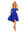 Дантелена асиметрична рокля в син цвят Lena-3 снимка