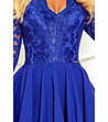 Дантелена асиметрична рокля в син цвят Lena-4 снимка