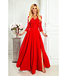 Дълга червена рокля с дантела Amber-0 снимка