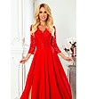 Дълга червена рокля с дантела Amber-2 снимка
