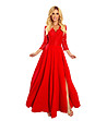 Дълга червена рокля с дантела Amber-3 снимка