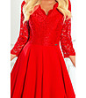 Дълга червена рокля с дантела Amber-4 снимка