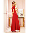 Червена дълга рокля с цепка Amalia-1 снимка