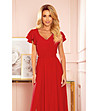 Червена дълга рокля с цепка Amalia-2 снимка