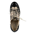 Карирани кожени обувки в черно и бежово на блок ток Oxford-1 снимка