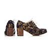 Кожени дамски обувки на ток със златист пейсли принт Oxford-2 снимка