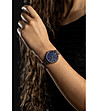 Розовозлатист дамски часовник със син циферблат Malena-1 снимка