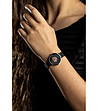 Черен дамски часовник с елемнти в розовозлатисто Ayleen-1 снимка