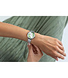 Сребрист дамски часовник с бял циферблат и принт на зелени листа Erin-1 снимка