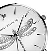 Бял дамски часовник с циферблат и декорация водно конче Dragonfly-2 снимка