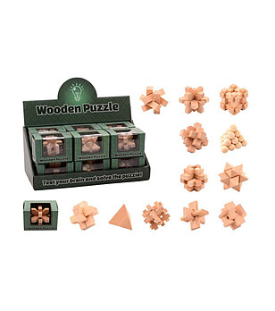 Комплект от 12 дървени 3D пъзели - главоблъсканици снимка