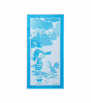 Памучна кърпа в синьо Litlle cap 70х140 см снимка