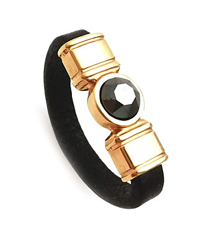 Дамски пръстен в черно с позлатен детайл Abena снимка
