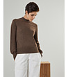 Дамски пуловер в цвят таупе от вълна от як Bianca-2 снимка