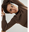 Дамски пуловер в цвят таупе от вълна от як Bianca-4 снимка
