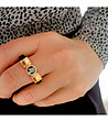 Дамски пръстен в черно с позлатен детайл Abena-1 снимка