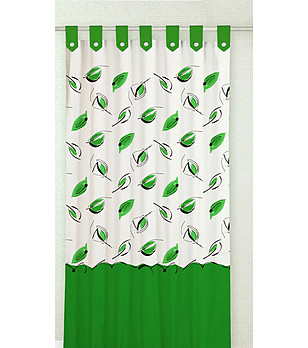 Бяла завеса за баня с принт в зелени листа Daniela 140х200 см снимка