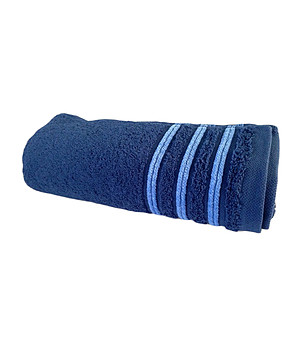 Тъмносиня памучна хавлия със сини кантове 70х140 см снимка