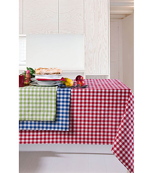 Карирана тефлонова покривка за маса в червено и бяло Sara 100х160 см снимка