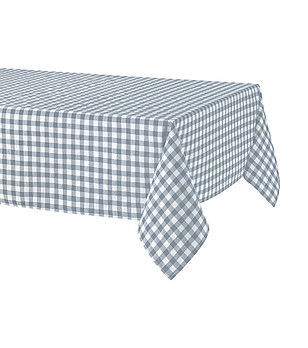 Карирана тефлонова покривка за маса в сиво и бяло Sara 100х160 см снимка