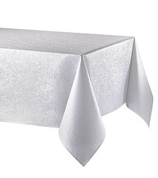 Бяла покривка за маса с флорални мотиви Martina 100x160 см снимка