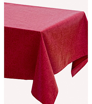 Червена покривка за маса с флорални мотиви Martina 100x160 см снимка