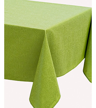 Зелена покривка за маса с флорални мотиви Martina 100x160 см снимка