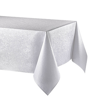 Бяла покривка за маса с флорални мотиви Martina 160x160 см снимка