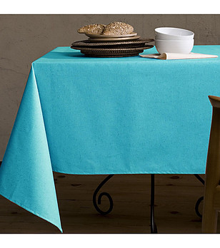 Покривка за маса в тюркоаз от памук и лен Lino 100х150 см снимка