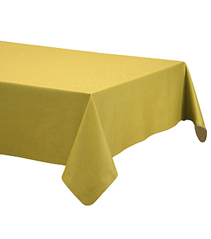 Покривка за маса в цвят горчица от памук и лен Lino 100х150 см снимка
