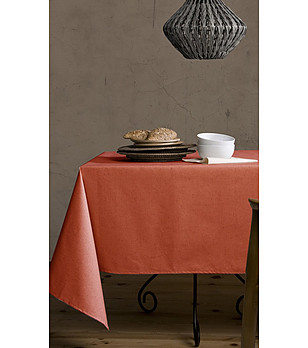 Покривка за маса в цвят керемида от памук и лен Lino 100х150 см снимка