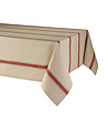 Бежова памучна тефлонова покривка на червени райета Leto 150х150 см-0 снимка