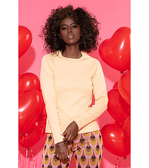 Памучна дамска блуза в цвят банан Carian снимка