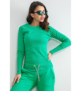 Памучна дамска блуза в зелен нюанс Carian снимка