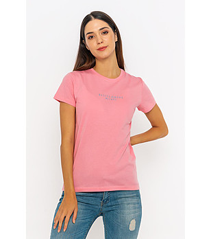 Розова дамска памучна тениска Alva снимка