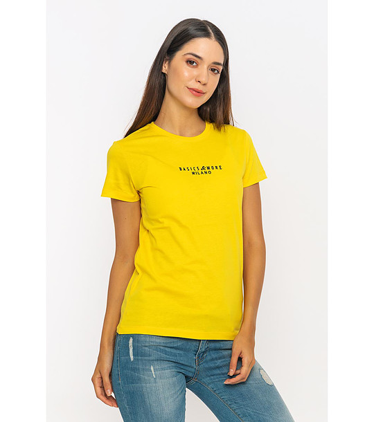 Жълта дамска памучна тениска Alva снимка