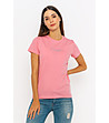 Розова дамска памучна тениска Alva-0 снимка