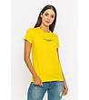 Жълта дамска памучна тениска Alva-4 снимка