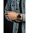 Сребрист мъжки часовник с черен циферблат Bret-1 снимка