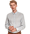 Бяла памучна мъжка риза с принт Aden-0 снимка