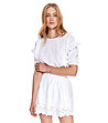 Бяла памучна пола с перфорации Melinda-3 снимка