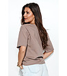 Памучна дамска блуза в цвят мока Amalda-1 снимка