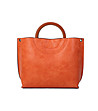 Оранжева дамска чанта с кафяви дръжки Mona-0 снимка